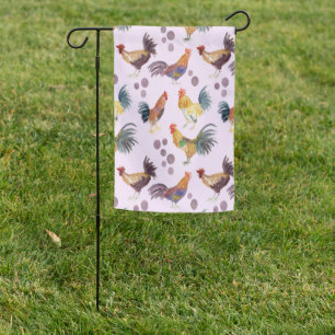 Chickens & Eggs Watercolor Farm Barn Poultry Lilac Garden Flag