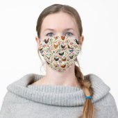 Chickens floral light cream adult cloth face mask (Worn)
