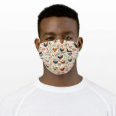 Chickens floral light cream adult cloth face mask (Worn)