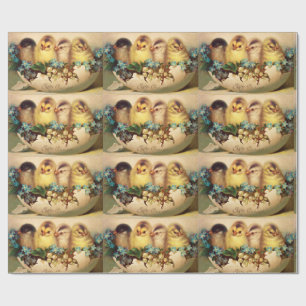 CHICKENS,FLOWERS AND EASTER EGGS WRAPPING PAPER