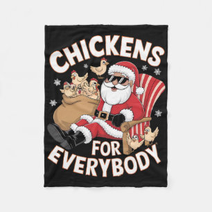 Chickens For Everybody Christmas Santa Chicken Fun Fleece Blanket