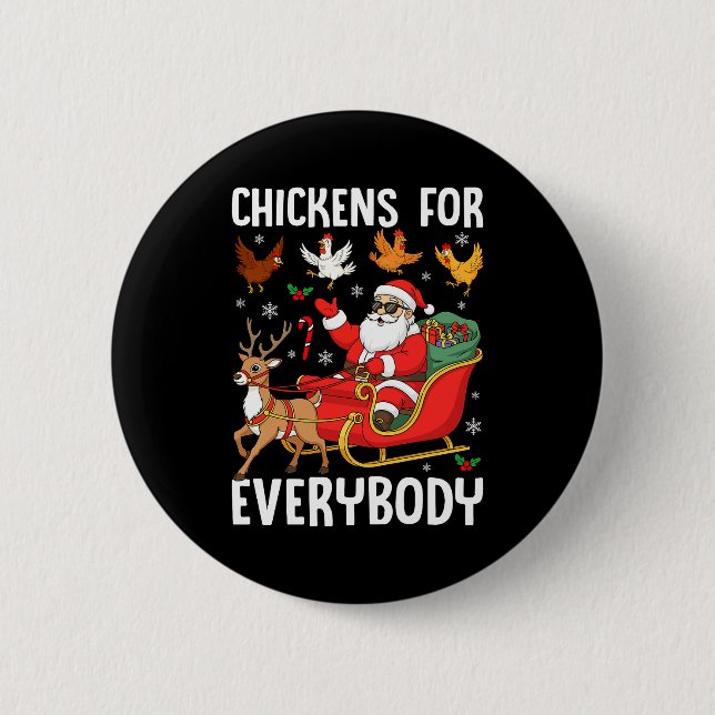 Chickens For Everybody Santa Chicken Farmer Comfor Button (Front)