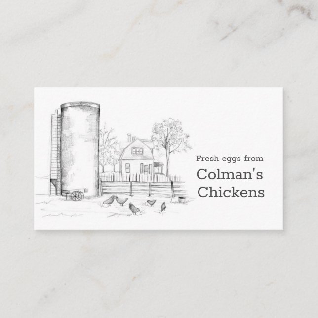 Chickens Fresh Eggs Farm Black White Business Card (Front)