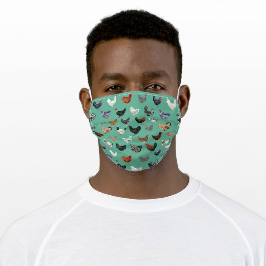 Chickens green adult cloth face mask (Worn)