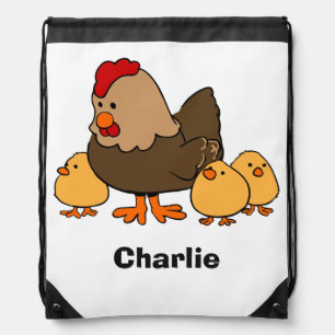 Chickens illustration custom name kid's backpack