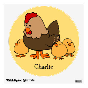 Chickens illustration custom name wall decal