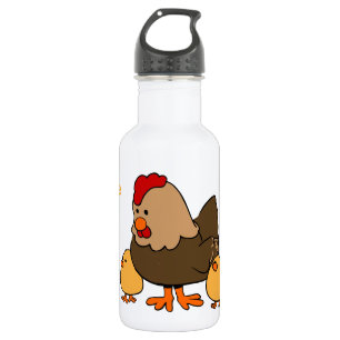Chickens Illustrations custom name water bottle