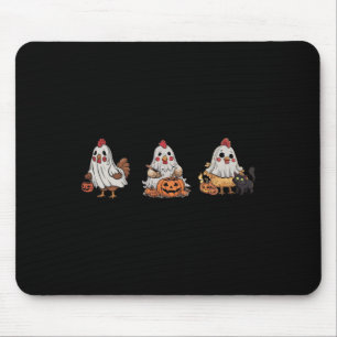 Chickens In Ghost Costume Pumpkin Black Cat Hallow Mouse Pad