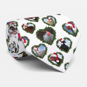 Chickens in Heart Wreath Christmas Neck Tie