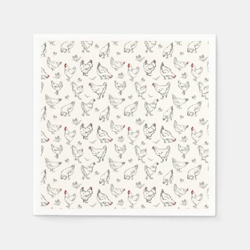 Chickens in Ink Napkins
