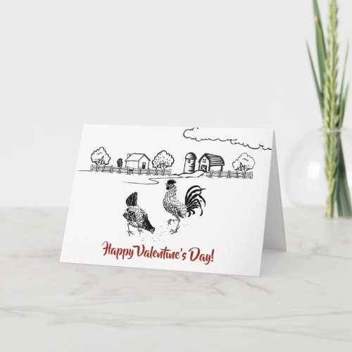 Chickens in LOVE Country Farm Valentines Day Holiday Card