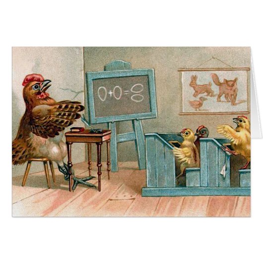 "Chickens in School" Vintage Cards (Front Horizontal)