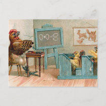 "Chickens in School" Vintage Postcard