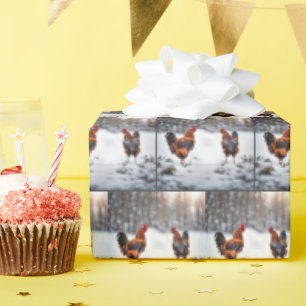 Chickens In Snow Wrapping Paper