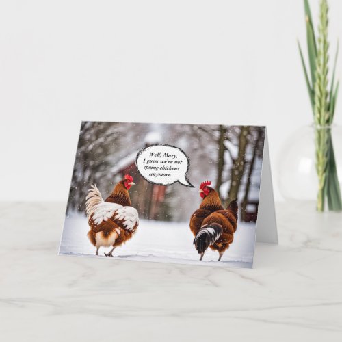 Chickens In Snowflakes Birthday Humor Card