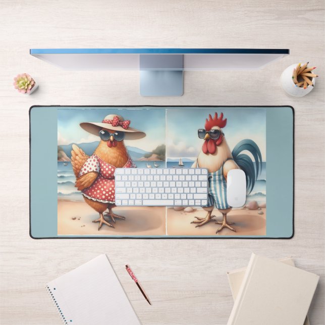 Chickens in Swimsuits at the Seaside Desk Mat (Office 1)