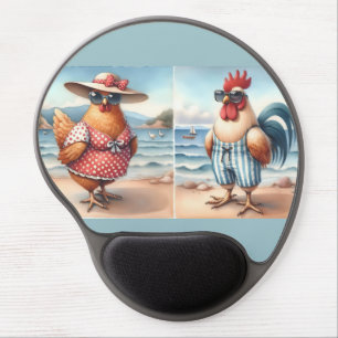 Chickens in Swimsuits at the Seaside Gel Mouse Pad
