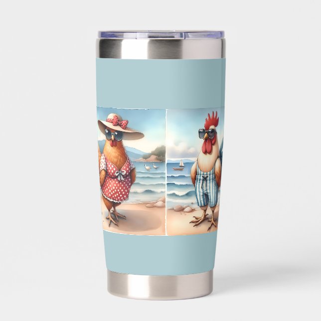 Chickens in Swimsuits at the Seaside Insulated Tumbler (Front)