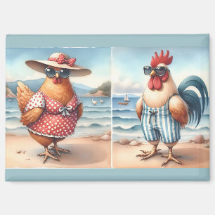 Chickens in Swimsuits at the Seaside Magnet