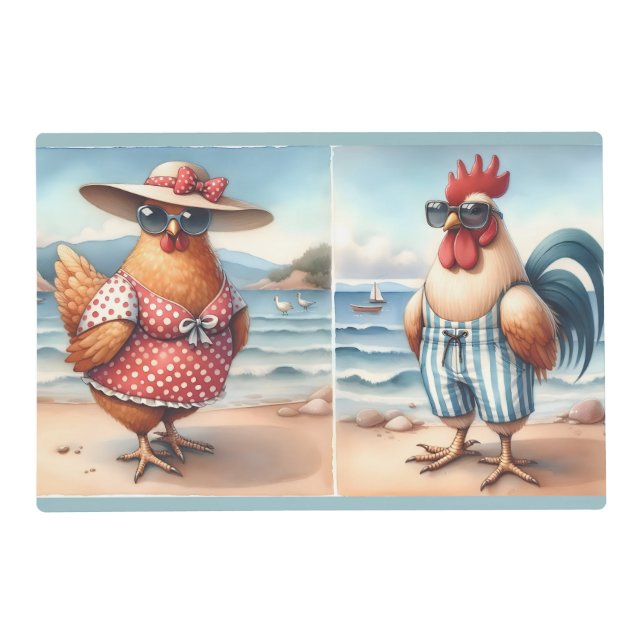 Chickens in Swimsuits at the Seaside Placemat (Front)