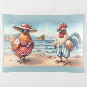 Chickens in Swimsuits at the Seaside Trinket Tray