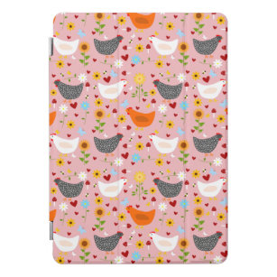 Chickens in the Flower Garden Pink iPad Pro Cover