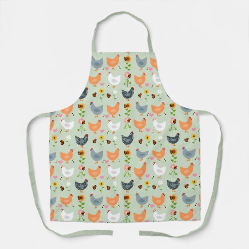 Chickens in the Flowers Green Apron