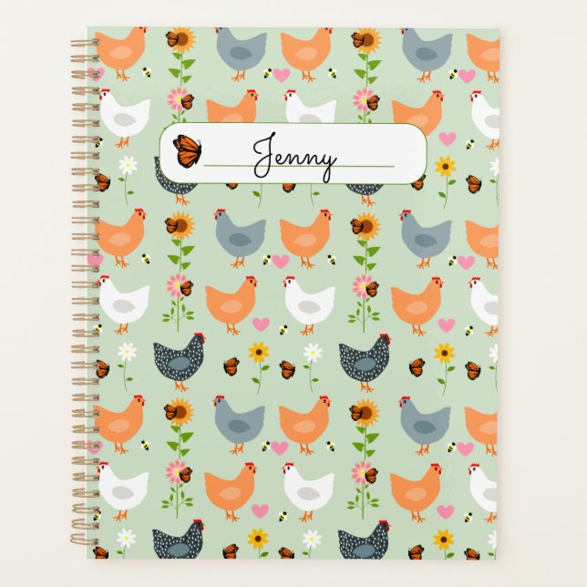 Chickens in the Flowers Personalized Planner  (Front)