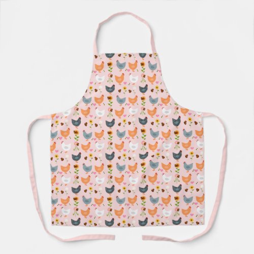 Chickens in the Flowers Pink Apron