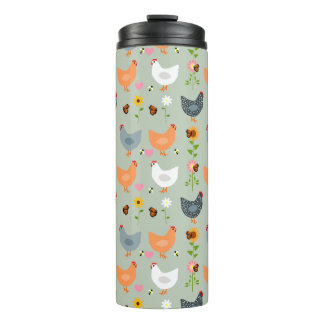 Chickens in the Flowers Thermal Tumbler