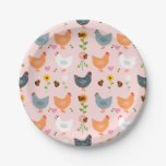 Chickens in the Garden with Flowers and Bugs Paper Plates