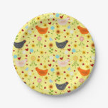 Chickens in the Garden with Flowers and Bugs Paper Plates