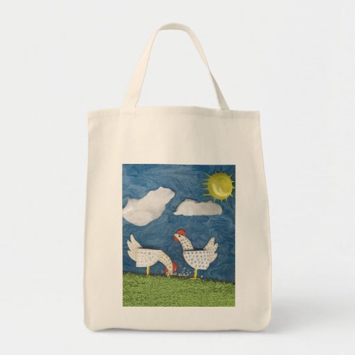 Chickens in the Yard _ diorama picture Tote Bag