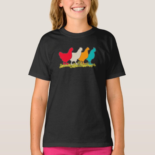 Chickens Of Different Colors T-Shirt (Front)
