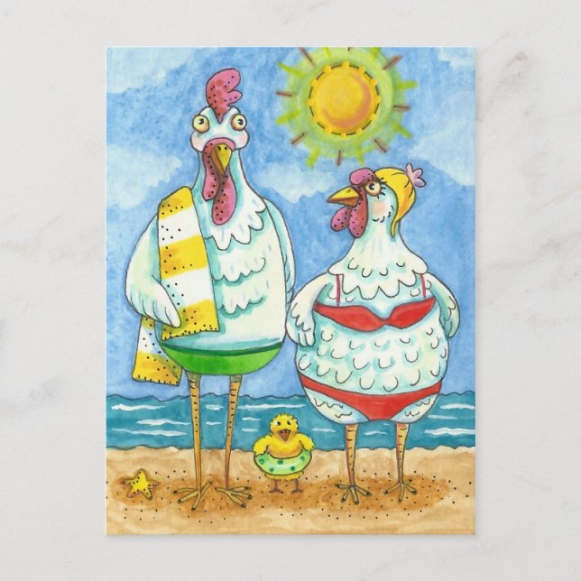 CHICKENS OF THE SEA, FAMILY FUN CARTOON Funny Postcard (Front)