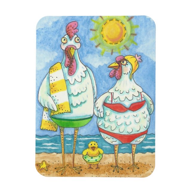 CHICKENS OF THE SEA, FUNNY CARTOON MAGNET Rect. (Vertical)