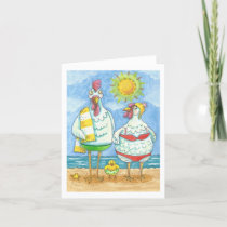 CHICKENS OF THE SEA, FUNNY CARTOON NOTE CARD Blank
