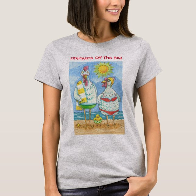 CHICKENS OF THE SEA, FUNNY CARTOON T-SHIRT (Front)