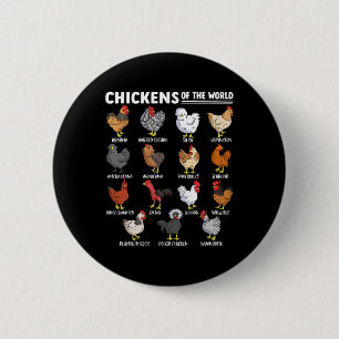 Chickens Of The World Farm Animal Lover Educationa Button