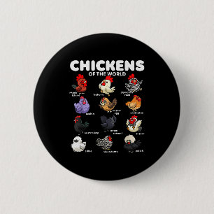 Chickens Of The World Funny Cartoon Chicken Breeds Button