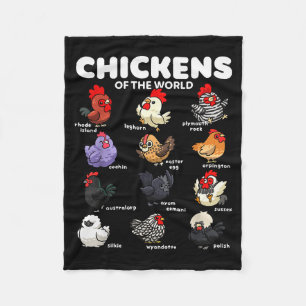 Chickens Of The World Funny Cartoon Chicken Breeds Fleece Blanket