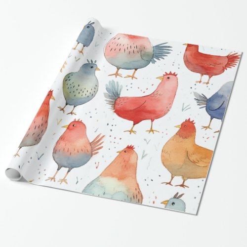 Chickens on a Farm Wrapping Paper
