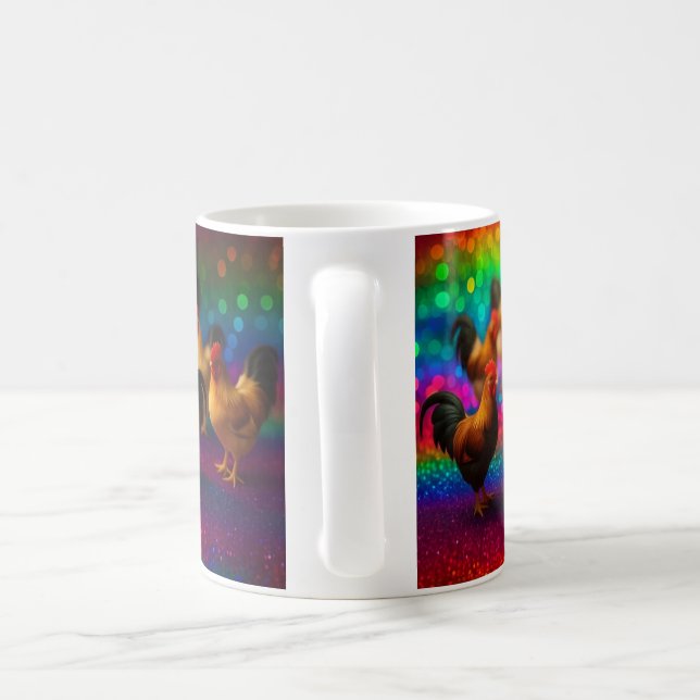 Chickens on a Rainbow Background   Coffee Mug (Handle)