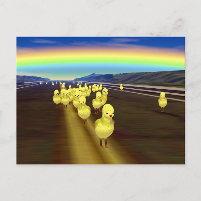 Chickens on the Road Postcard (Front)