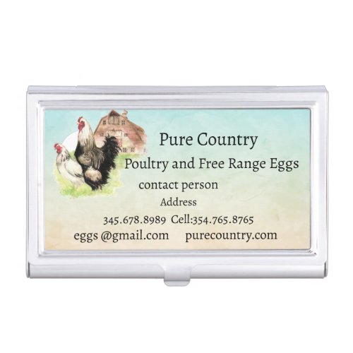 Chickens Poultry Eggs Organic free range Busines Business Card Case