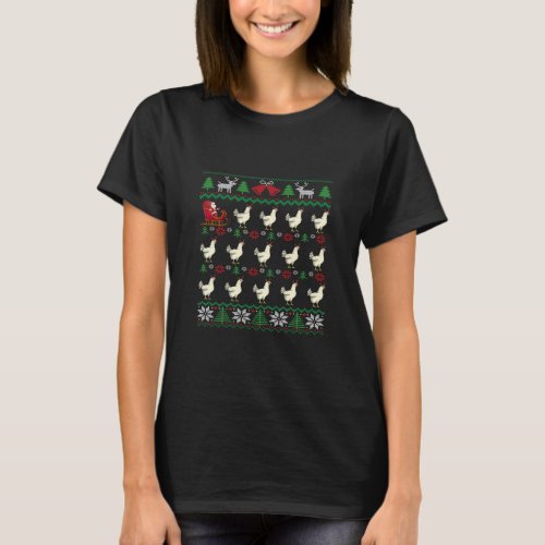Chickens pull Santa s sleigh Chicken  T_Shirt