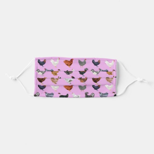Chickens purple adult cloth face mask (Front, Folded)