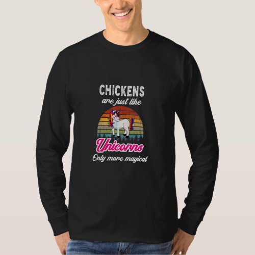 Chickens Retro Unicorn Vintage Sunset  T_Shirt