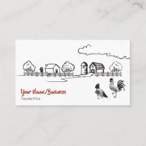 Chickens Rooster and Hen Charming Country Farm Business Card