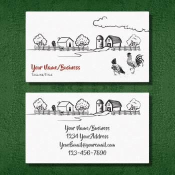Chickens Rooster And Hen Charming Country Farm Business Card by HorseAndPony at Zazzle